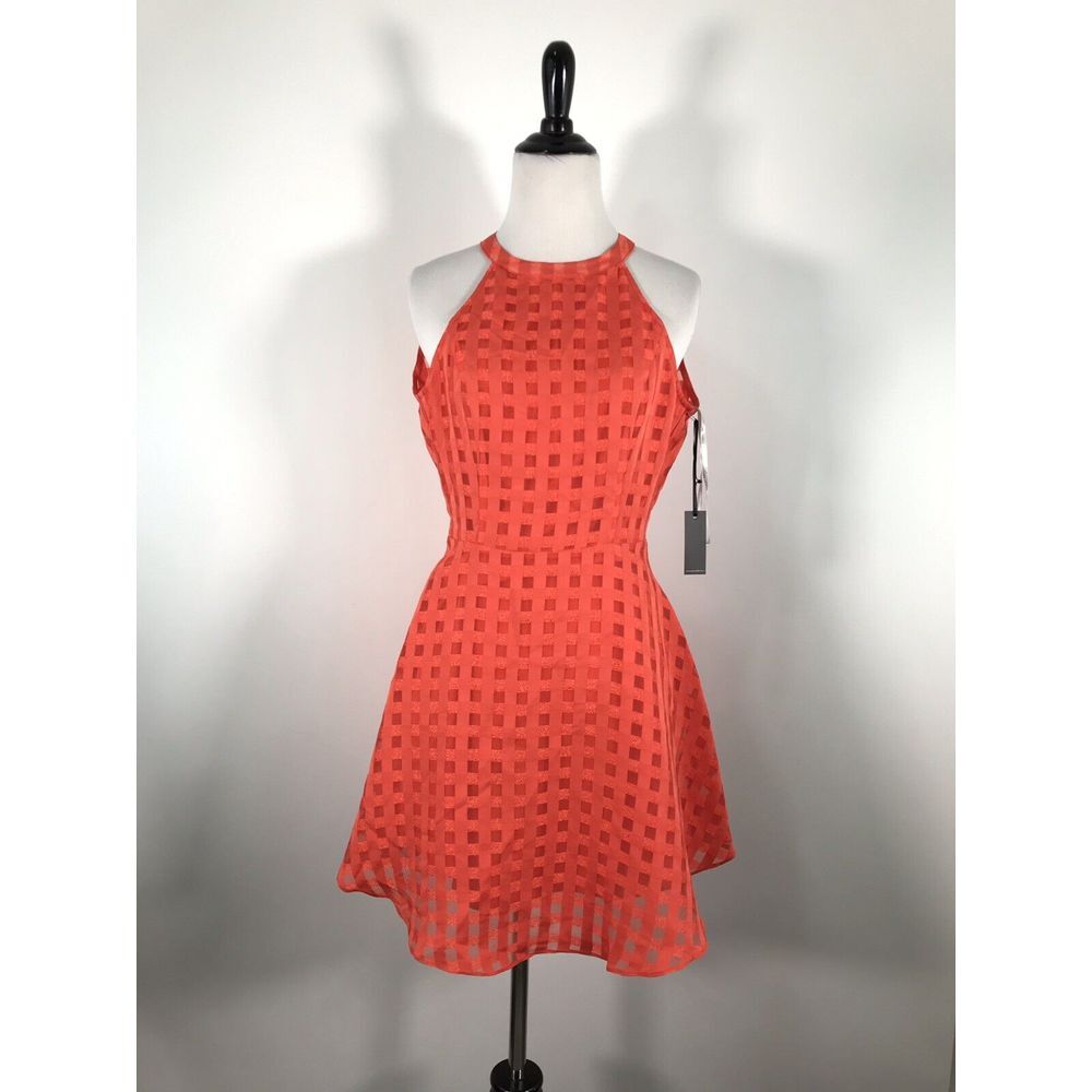 Lovers + Friends Revolve dress Terrace‎ View Gingham Fit Flare S Orange